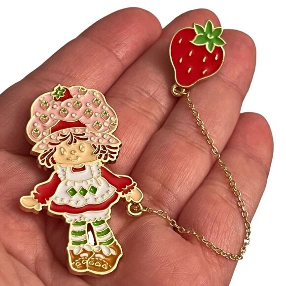 Officially Licensed Strawberry Shortcake Gold Chain Double Enamel Pins - Picture 6 of 11